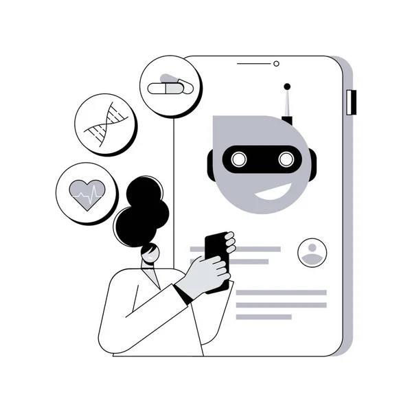 Chatbot Στην Αφηρημένη Έννοια Υγείας Διανυσματική Απεικόνιση Τεχνητή Νοημοσύνη Φροντιστής — Διανυσματικό Αρχείο