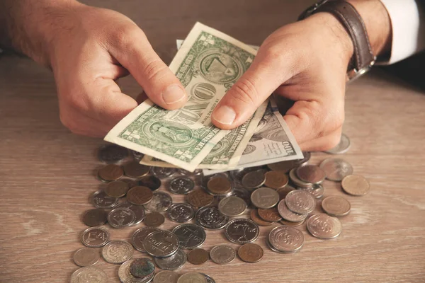 Businessman Hand Holding Coins Putting Jar Concept Finance Accounting Saving — Stock Photo, Image