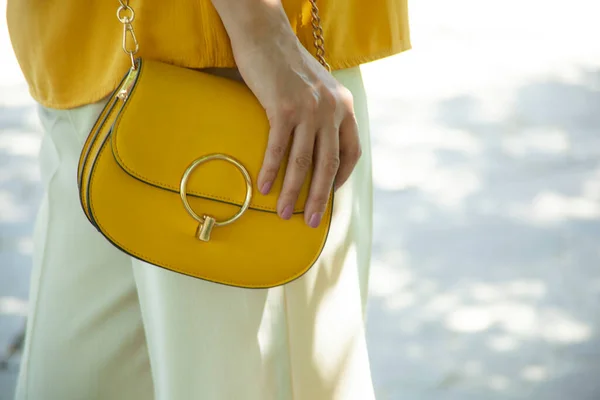 Bolso Mano Mujer Calle — Foto de Stock