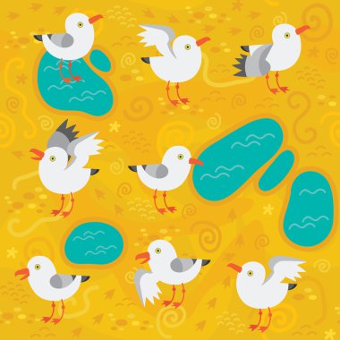 sorunsuz geçmiş ile deniz martı üzerinde kum vektör