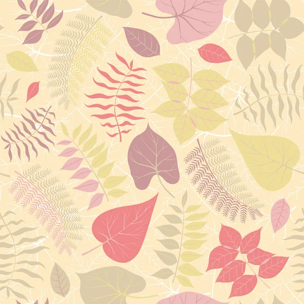 Seamless pattern of colorful autumn leaves — Stock Vector