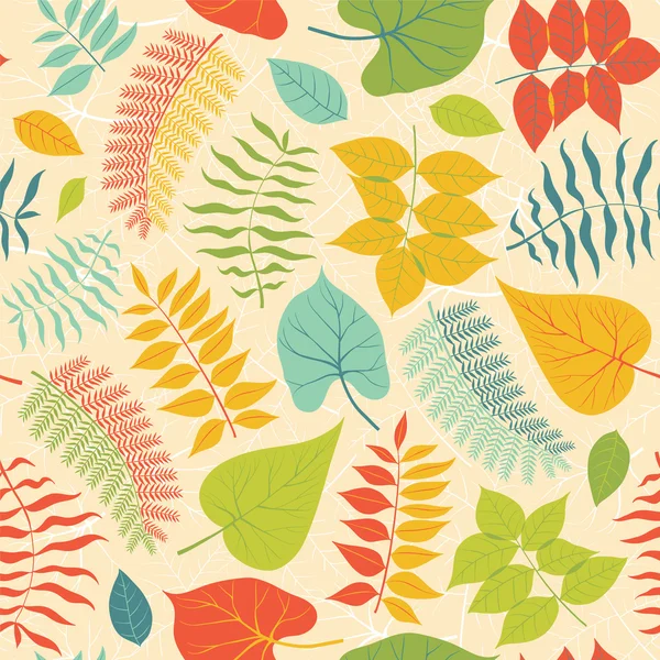 Seamless pattern of colorful autumn leaves — Stock Vector