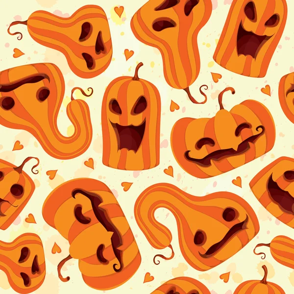 Halloween background with cheerful pumpkins — Stock Vector