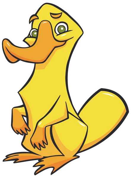 Divertido ornitorrinco de dibujos animados dorados — Vector de stock