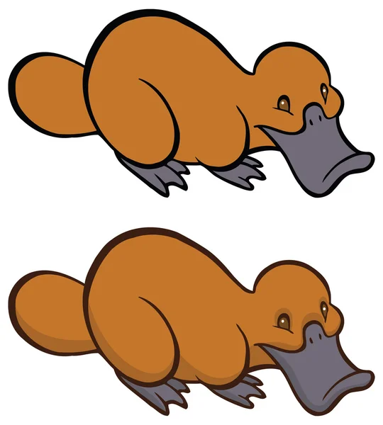 Rolig leende tecknade platypus — Stock vektor