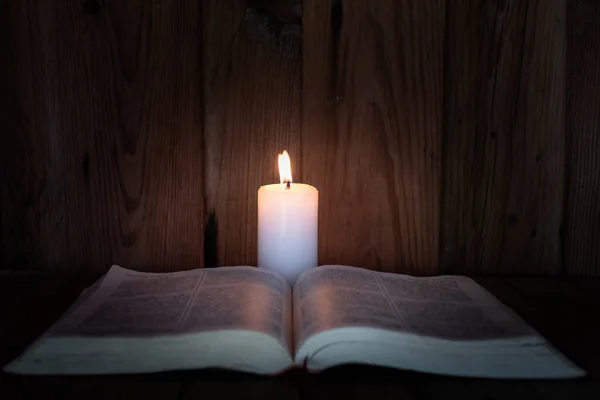 Study Candlelight Light Christian Religious Education Crucifixion Faith Faith God — Stock Photo, Image