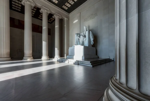 Lincoln Emlékmű Beltéri Napkeltekor National Mall Washington — Stock Fotó