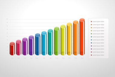 Infographic vektör çizim 3D renkli silindir grafik