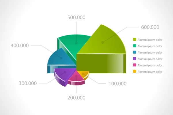 Segmented colorful pie chart vector illustration — Stock Vector