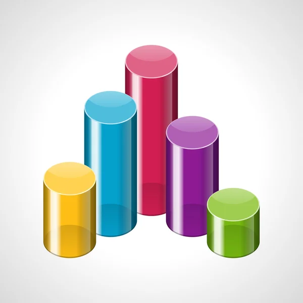 3d colorful cylinders graph infographic vector illustration — Stock Vector