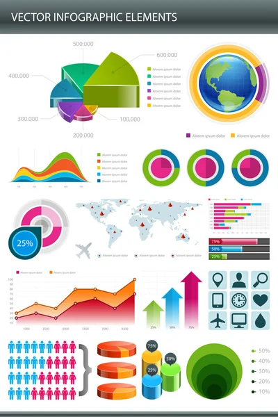 Colección de infografías vector de gráficos de información — Archivo Imágenes Vectoriales