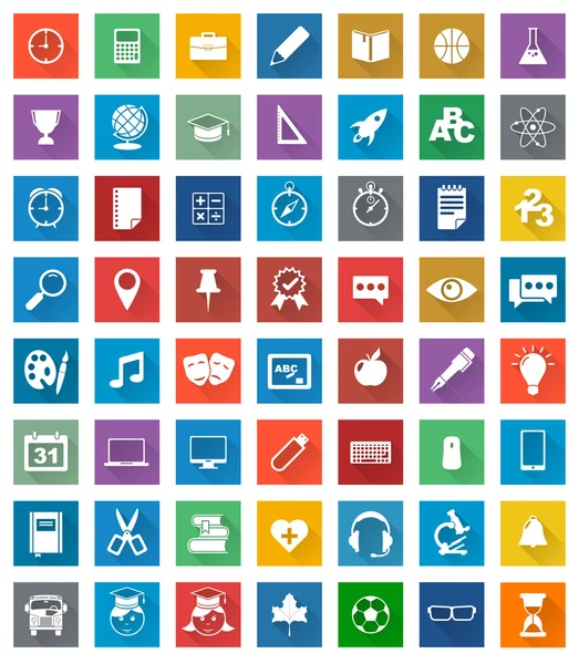 Школьные иконы с плоским дизайном — стоковый вектор