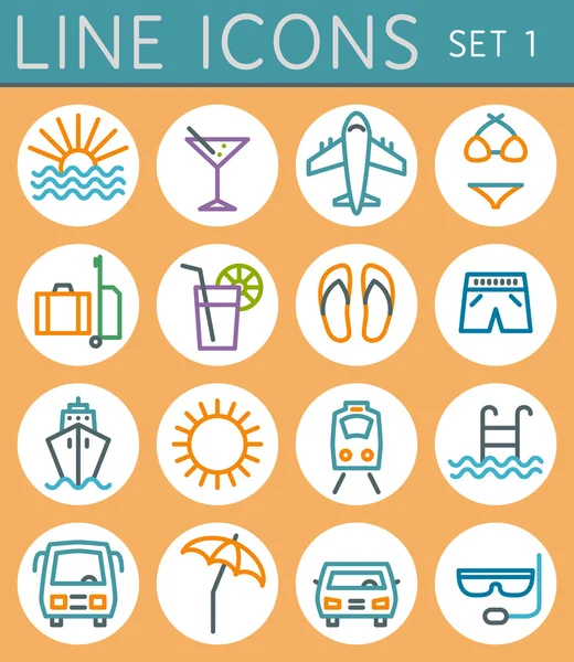 Travel line Icons gesetzt. Vektor Webdesign-Elemente — Stockvektor