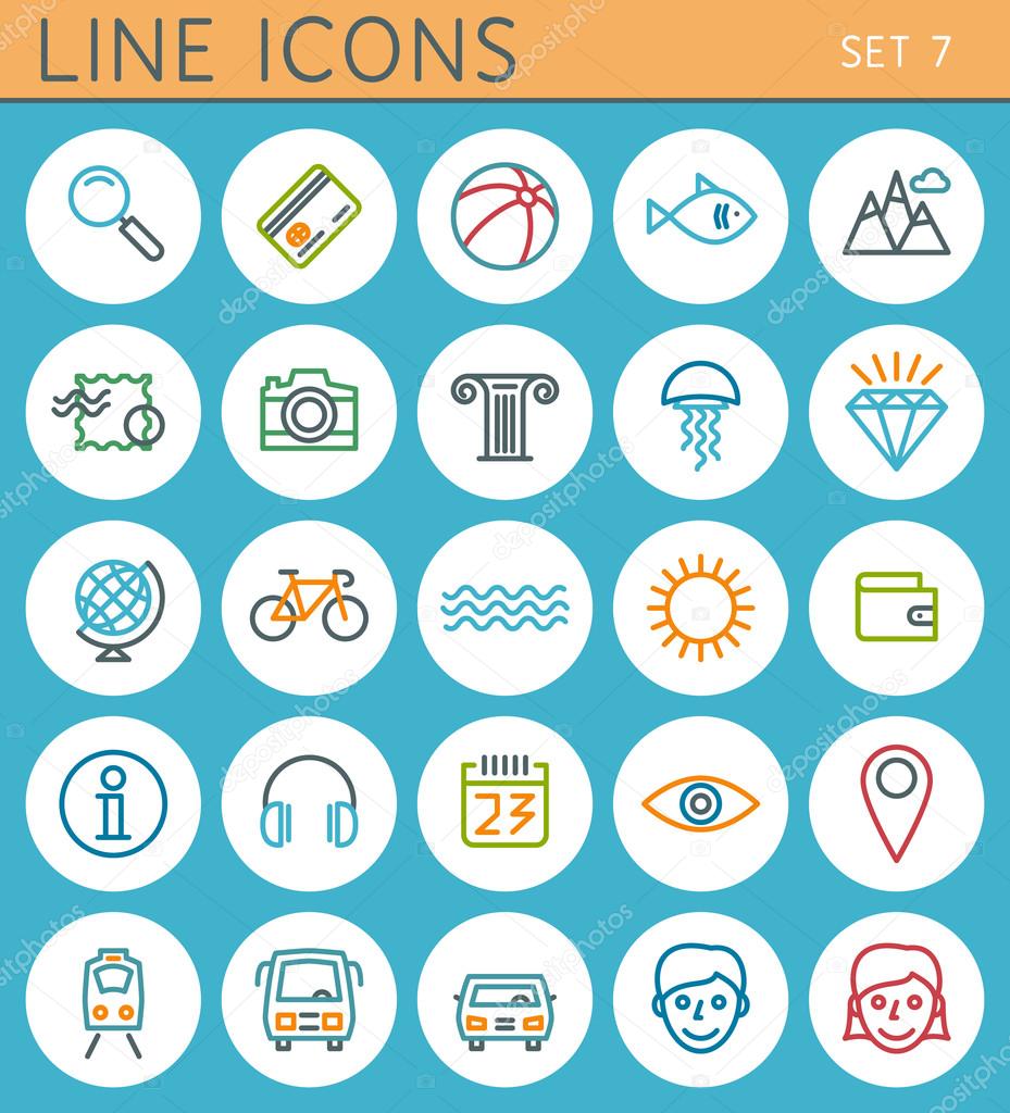 Travel line icons set. Vector web design elements