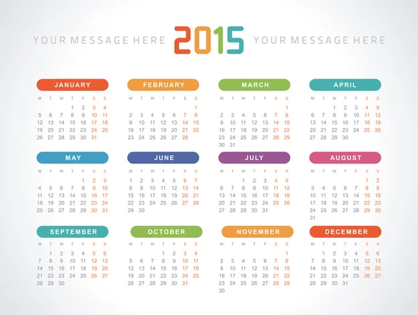 Kalender 2015 Vektor-Design-Vorlage — Stockvektor