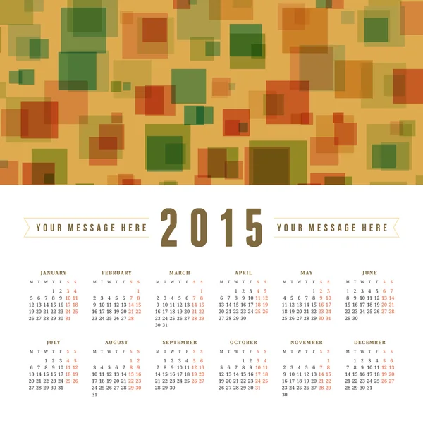 Kalender 2015 Vektor-Design-Vorlage — Stockvektor