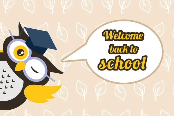 Cartoon school owl vector background. Back to school illustration. — Stock Vector