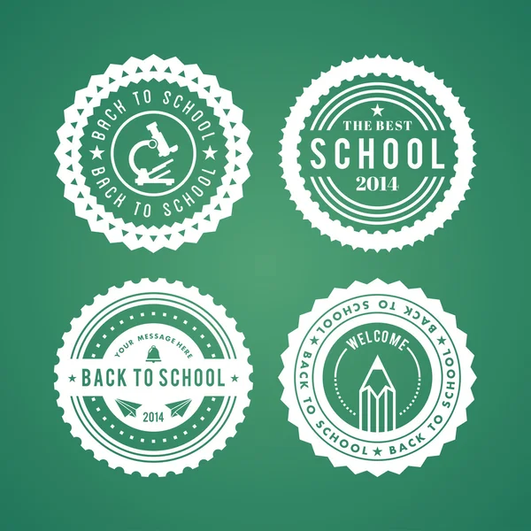 Back to School vector design elements. Retro style and vintage ornaments. Labels, badges, stamps and other designs — Stock Vector