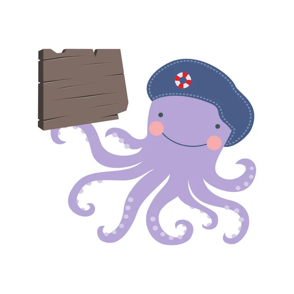 Zomer avonturen en octopus vector geïsoleerde illustratie — Stockvector