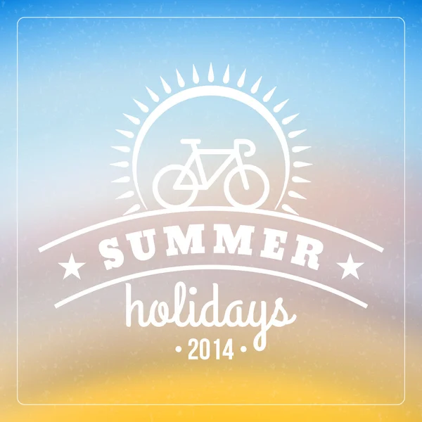 Retro summer holidays poster with badge. Vector background — Stock Vector