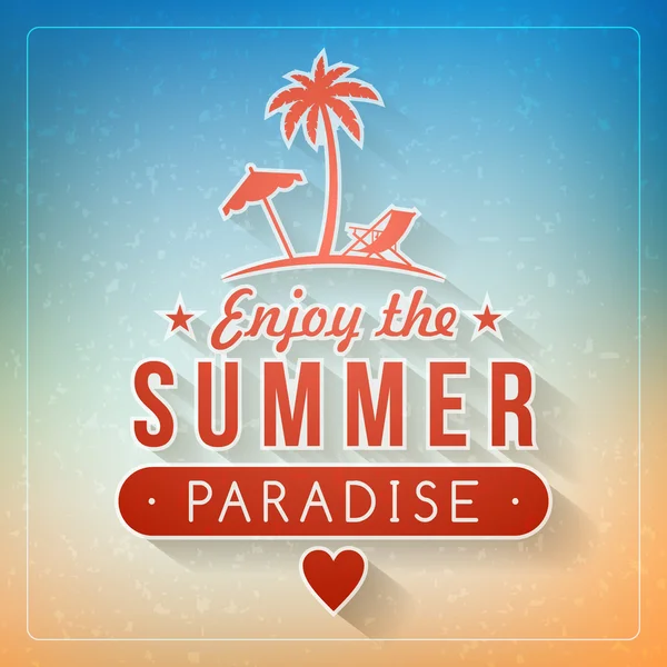 Affiche rétro vacances d'été avec badge. Fond vectoriel — Image vectorielle