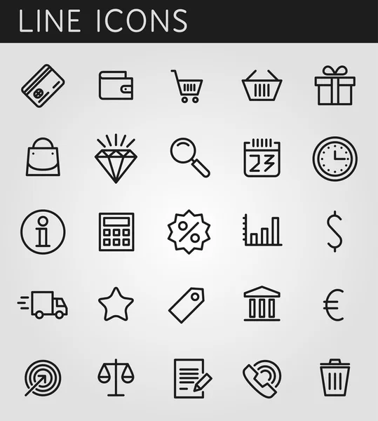 Line icons set. Shopping and sale objects. Vector web design elements — Stock Vector