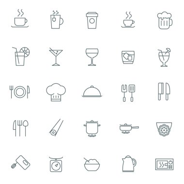 vektör yiyecek simgeler kümesi. Web sitesi tasarımı ve mobil uygulamaları için. 