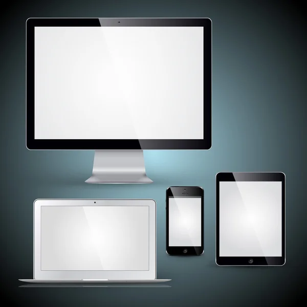 Set of all size screen devices for site preview computer, tablet