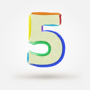 Alfabe harf beş numara. suluboya vektör boya tasarım öğesi 