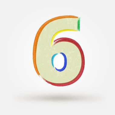 alfabe harfi altı numara. suluboya vektör boya tasarım öğesi 