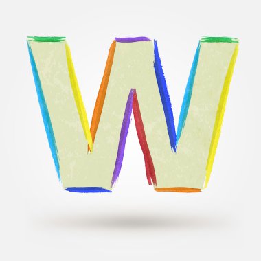 Alfabe harf suluboya vektör boya tasarım öğesi w. 