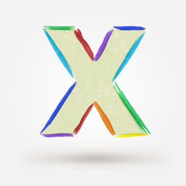 Alfabe harf x. suluboya vektör boya tasarım öğesi 