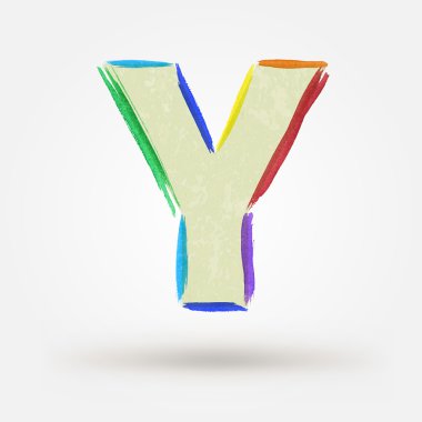 Alfabe harf y. suluboya vektör boya tasarım öğesi 