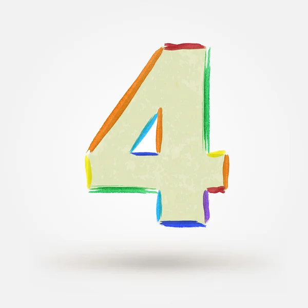 Alphabet letter number four. Watercolor vector paint design element — Stock Vector