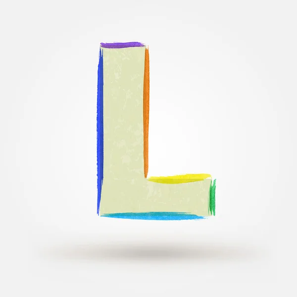 Alfabeto letra L. Tinta vetorial aquarela elemento de design — Vetor de Stock