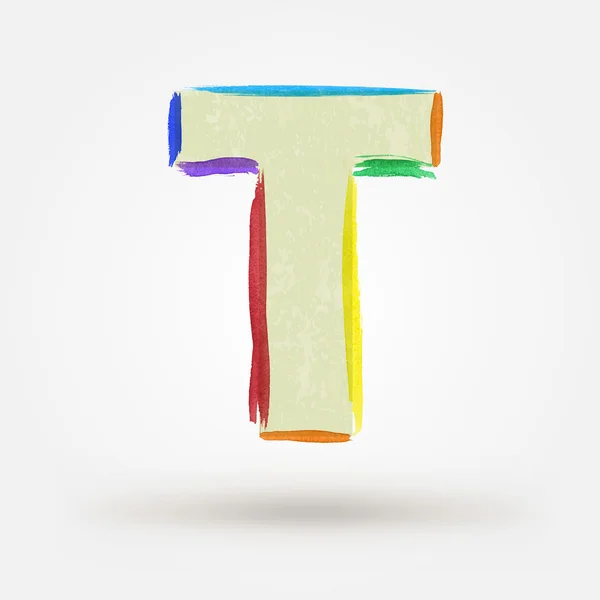 Alphabet lettre T. Aquarelle vecteur peinture élément design — Image vectorielle