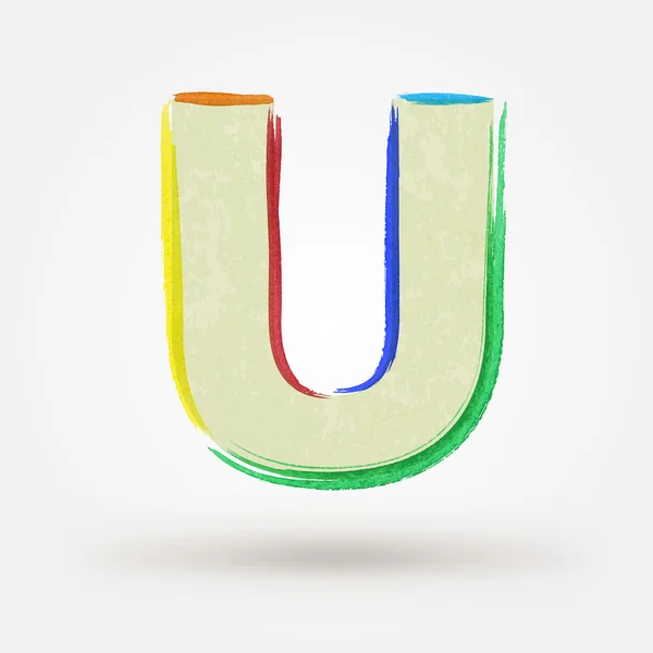 Alphabet Buchstabe u. Aquarell Vektor malen Gestaltungselement — Stockvektor