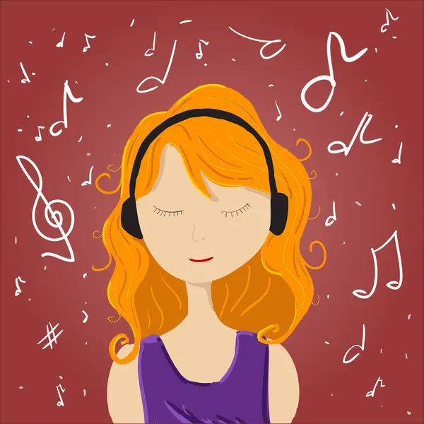 Girl listen music — Stock Vector