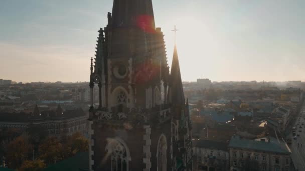 Epic Aerial Footage Drone Fliying Dome Pillar Church Olga Elizabeth — Vídeo de stock