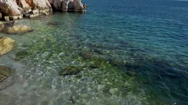 Wide View Clear Turcuoise Water Mediterranean Sea Rocky Coast Marmaris — ストック動画