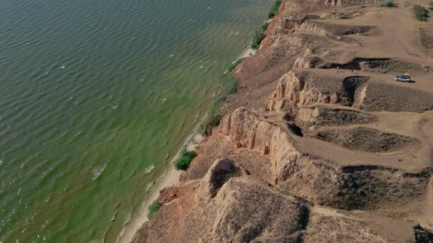 Vol Drone Dessus Belles Formes Relief Collines Sablonneuses Fissures Haut — Video