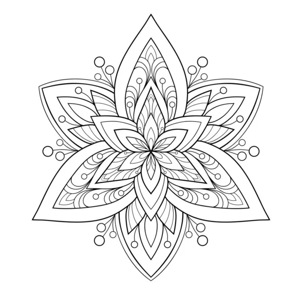 Mandala Decorativo Simple Con Motivos Florales Sobre Fondo Blanco Aislado — Vector de stock