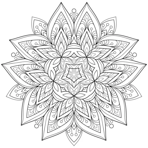 Mandala Floral Décoratif Avec Des Motifs Ronds Doublés Sur Fond — Image vectorielle