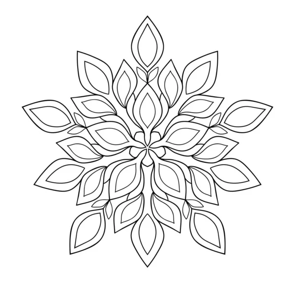 Jednoduchá Dekorativní Mandala Květinovými Prvky Bílém Izolovaném Pozadí Pro Omalovánky — Stockový vektor