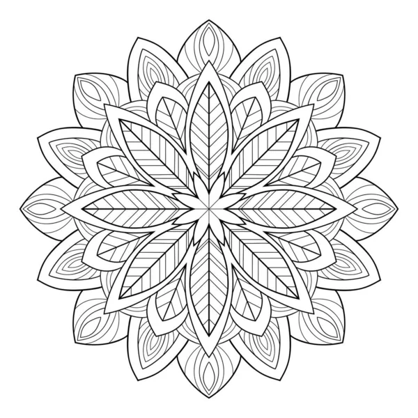 Mandala Décoratif Avec Des Motifs Floraux Simples Sur Fond Blanc — Image vectorielle