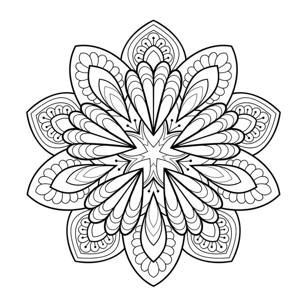 Jednoduchá Dekorativní Mandala Henna Prvky Bílém Izolovaném Pozadí Pro Omalovánky — Stockový vektor