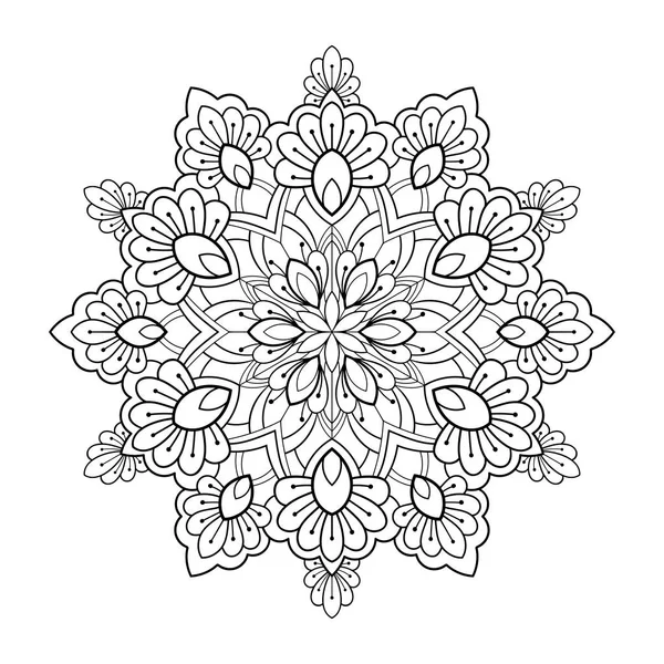 Decorative Mandala Henna Elements White Isolated Background Coloring Book Pages — Vettoriale Stock