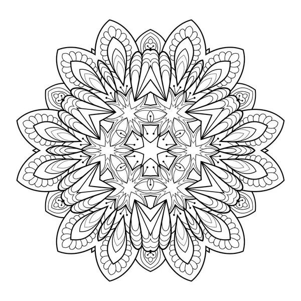 Mandala Floral Con Patrones Estilizados Sobre Fondo Blanco Aislado Para — Vector de stock