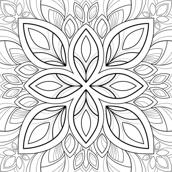 Mandala Floreale Con Motivi Forme Semplici Uno Sfondo Bianco Colorare — Vettoriale Stock