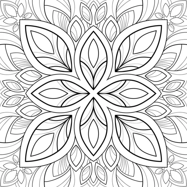 Mandala Floral Con Patrones Formas Simples Sobre Fondo Blanco Para Vectores de stock libres de derechos